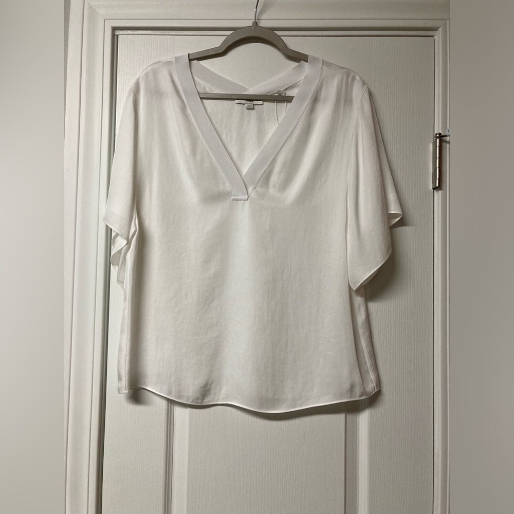 Vince Off White Double V Neck Blouse NWT